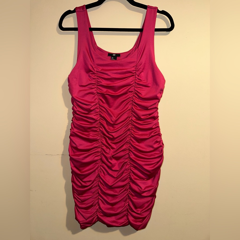 Hot Pink Scrunchy Dress